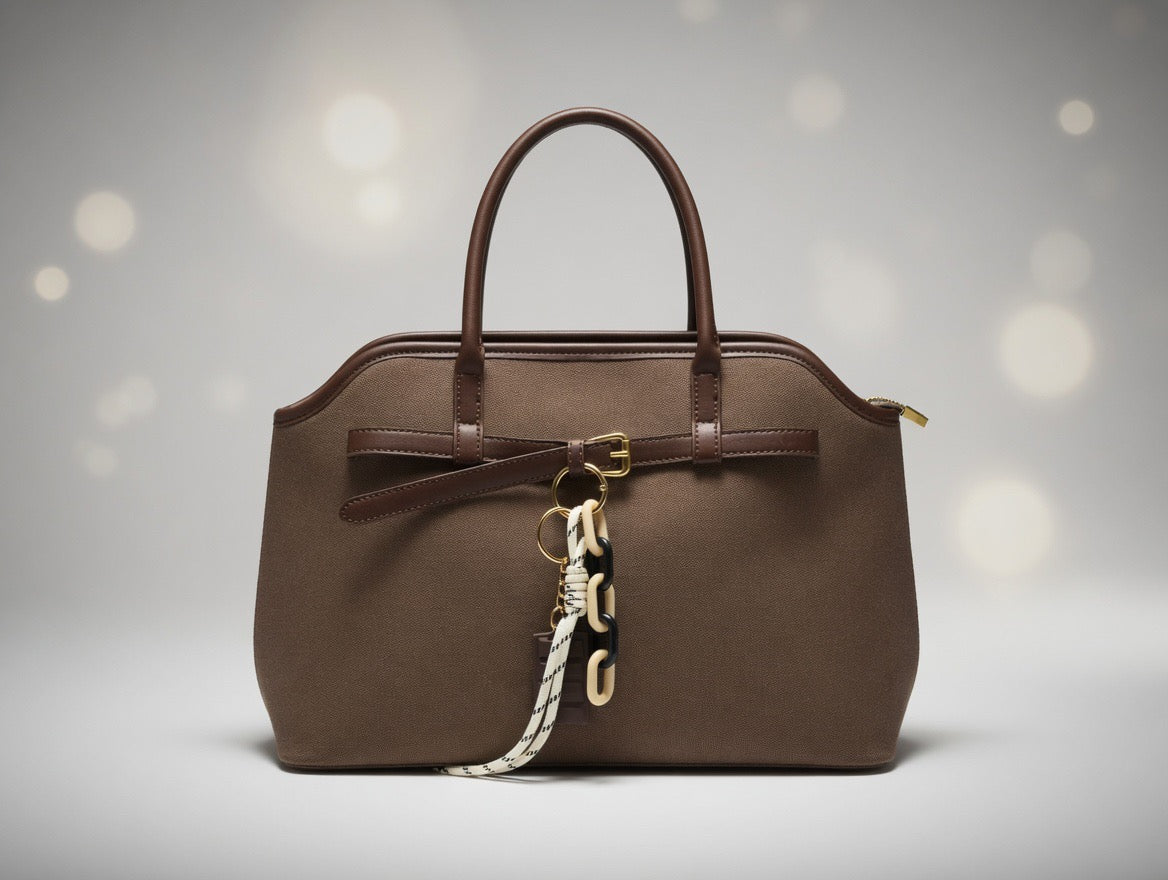 Canvas Tote Bag with Brown with Trim