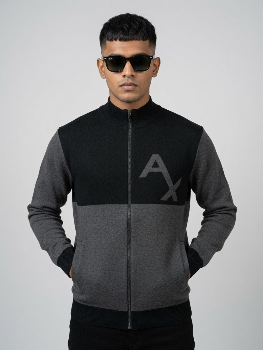 Color-Block Zip-Up Sweater