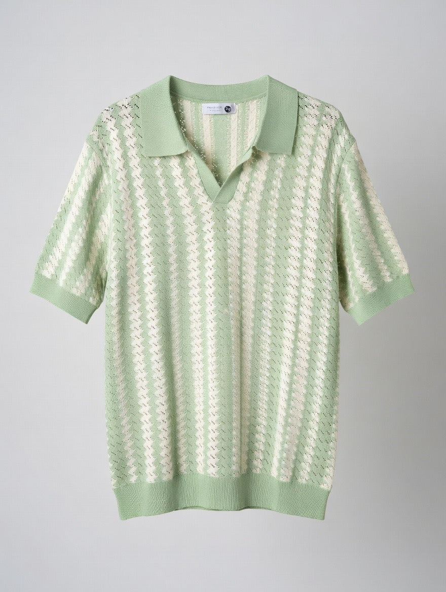 Mesh-Knit Polo Shirt