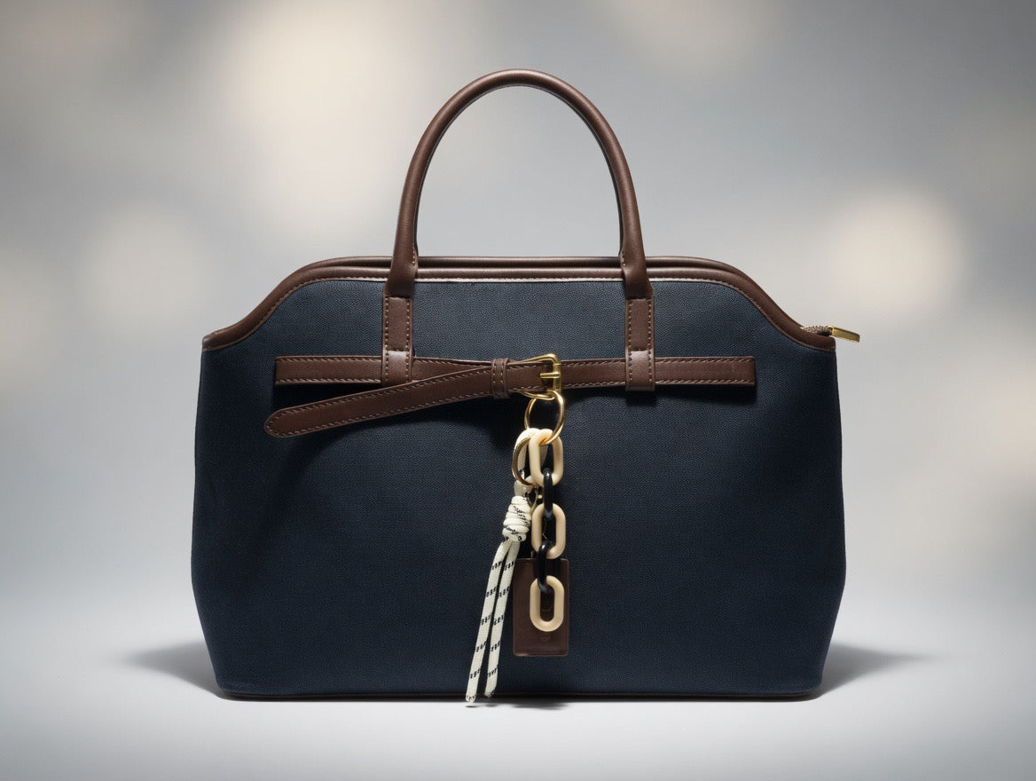 Canvas Tote Bag with Brown with Trim
