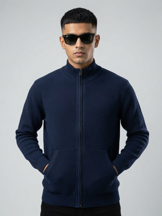 Premium Ribbed Zip-Up Sweater