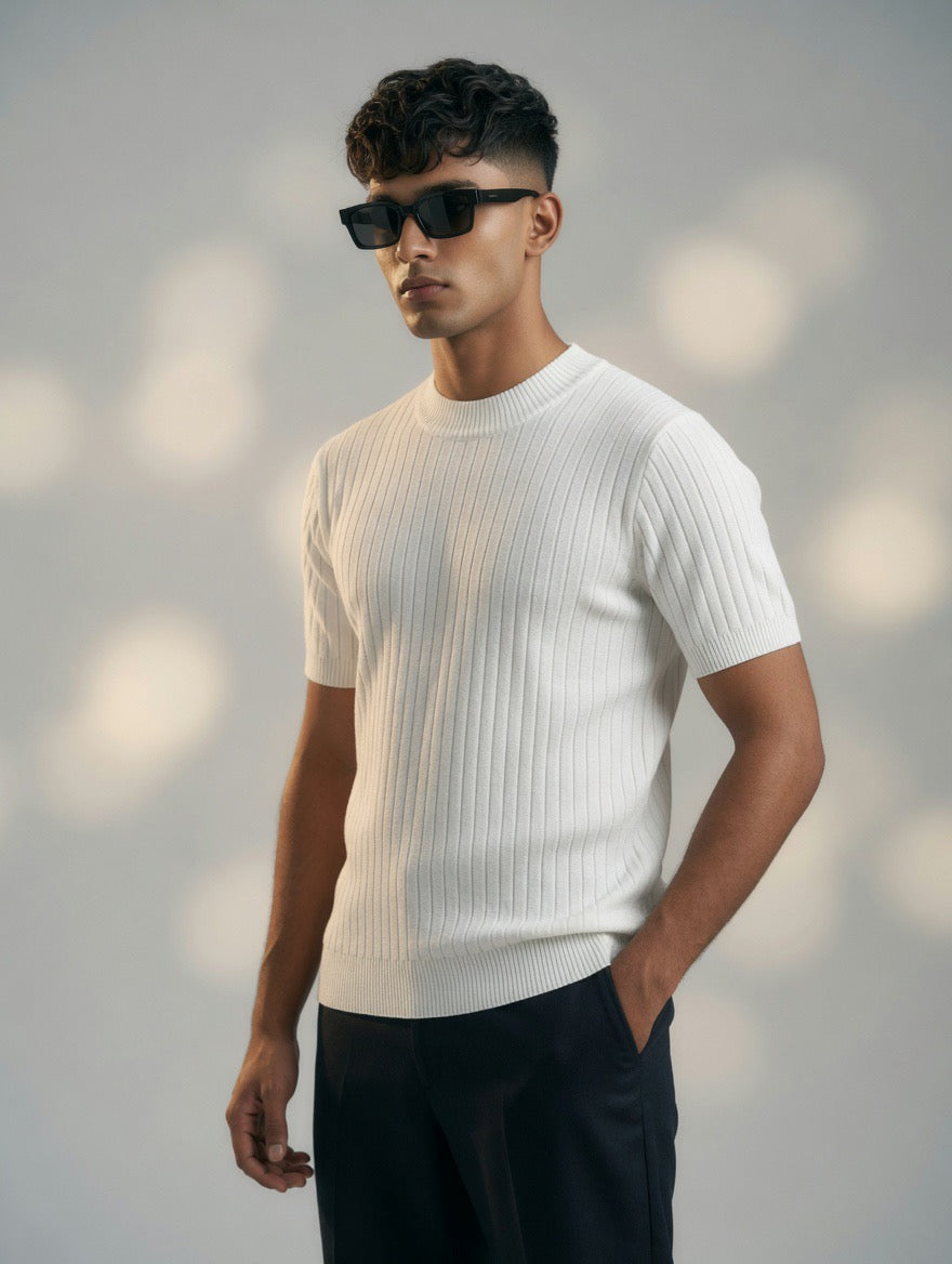 Ribbed Knit Sweater Tee