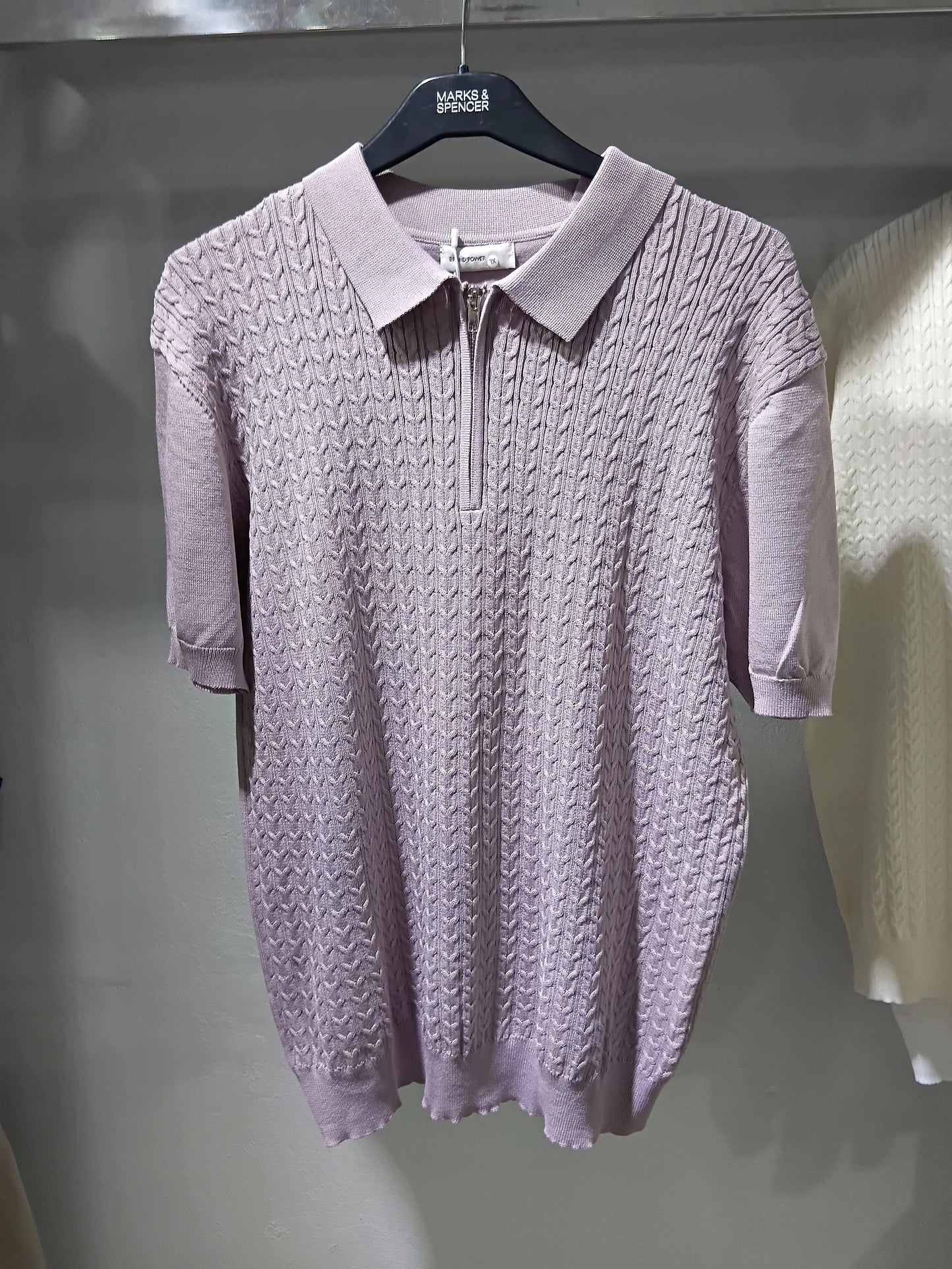 Cable Knit Zip-Up Polo Shirt | Premium Textured Knitwear