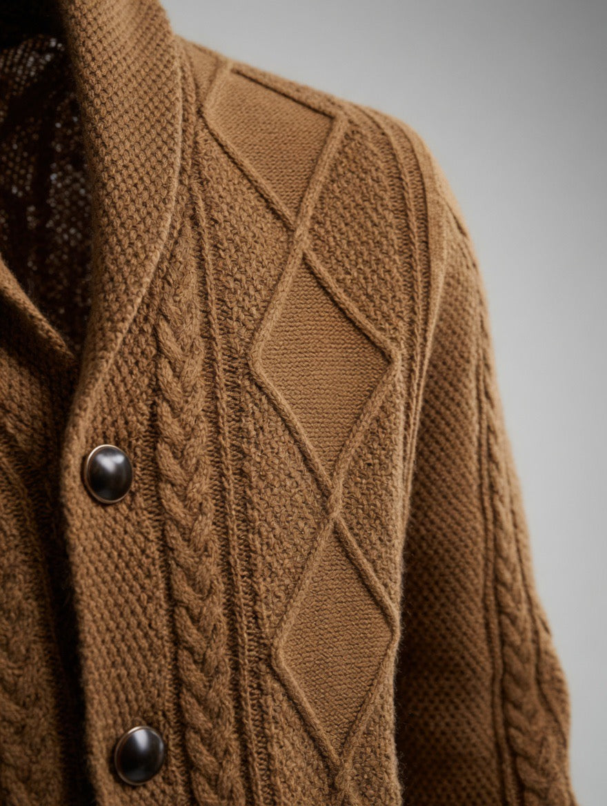 Cable-Knit Cardigan – Diamond Pattern