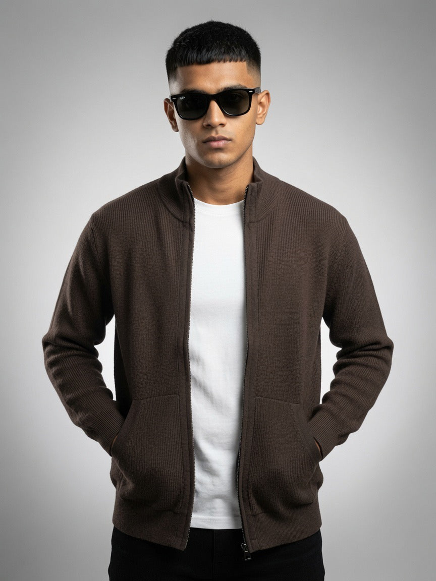 Premium Ribbed Zip-Up Sweater
