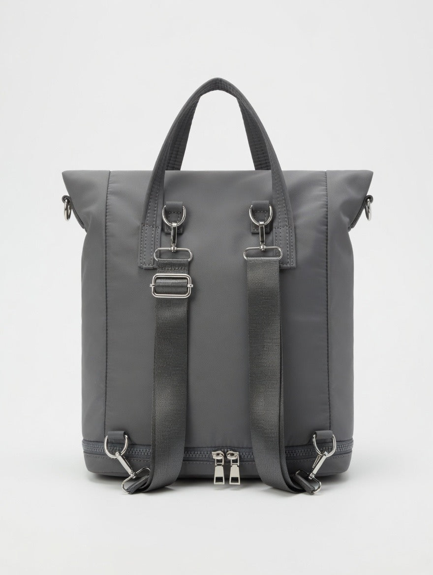 Multi-Functional Nylon Bag – Convertible Tote Backpack with Green Pocket