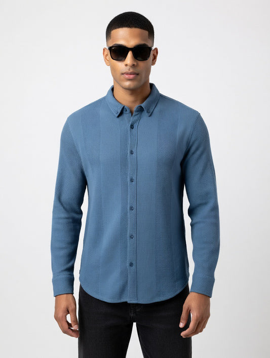 Waffle Knit Long Sleeve Shirt