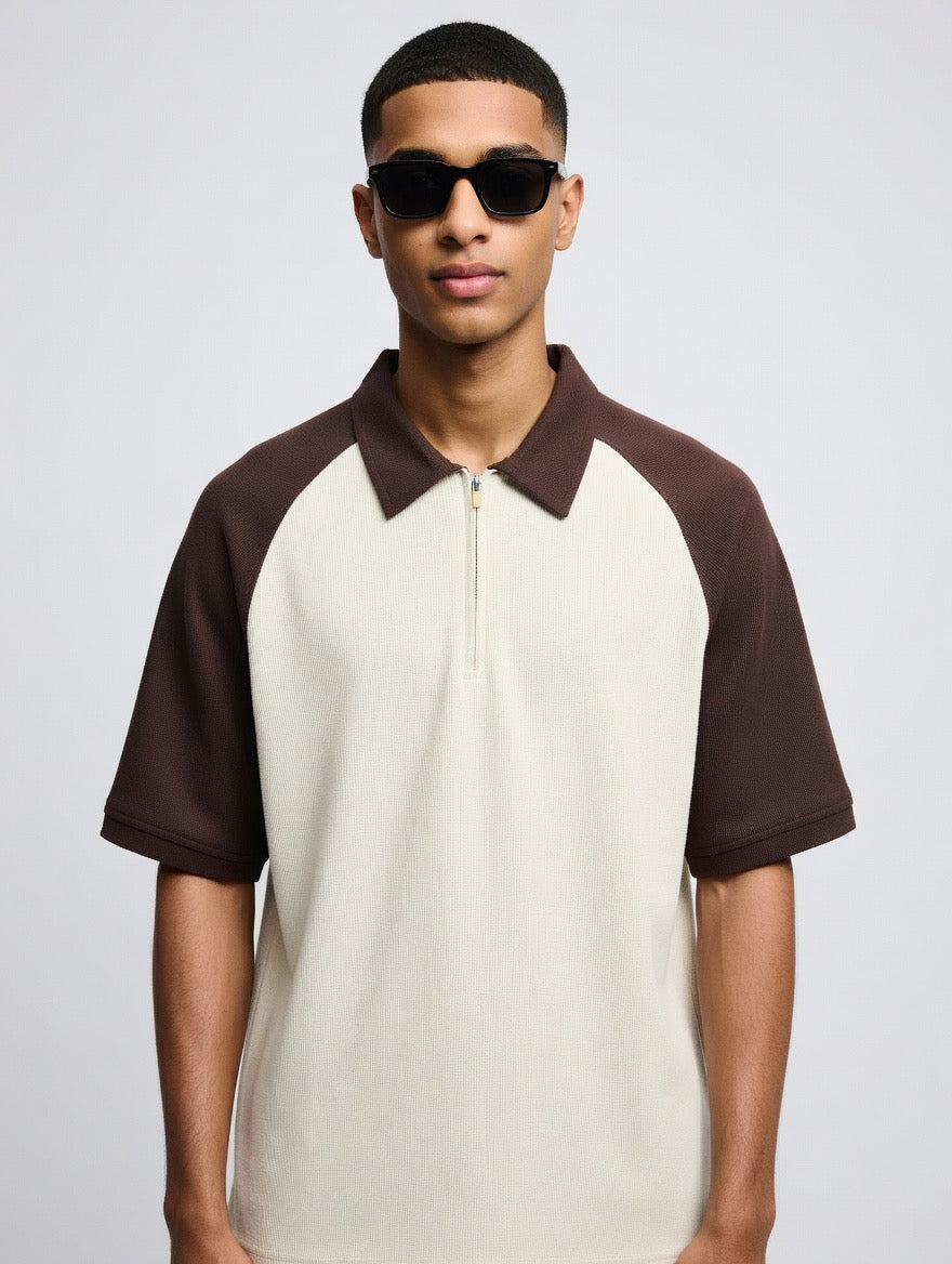 Waffle 2 tone polo