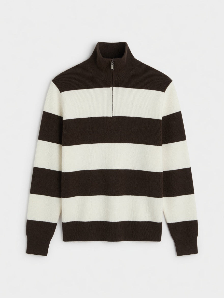 Striped Quarter-Zip Sweater