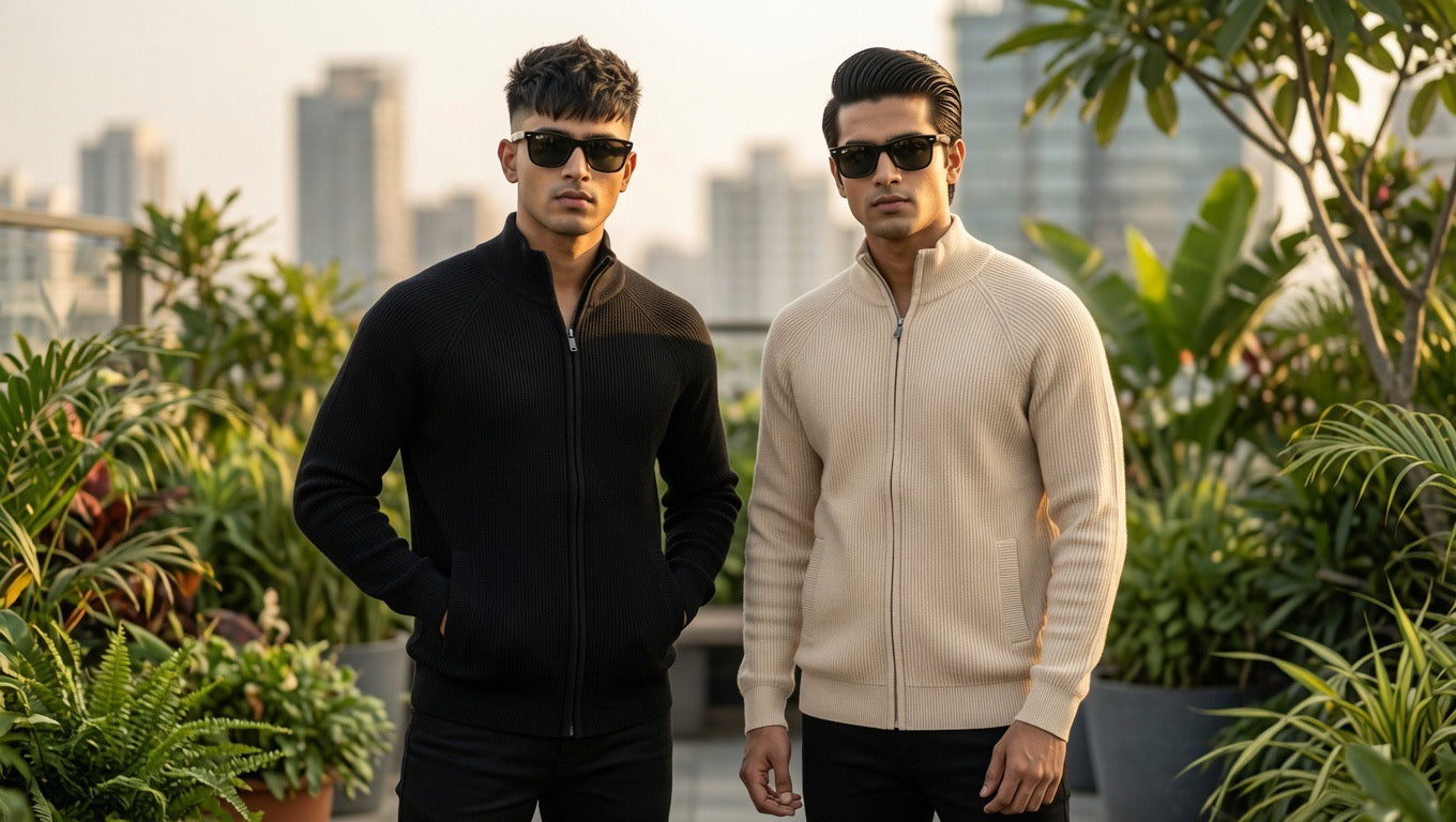 Zip-Up Mock Neck Sweater
