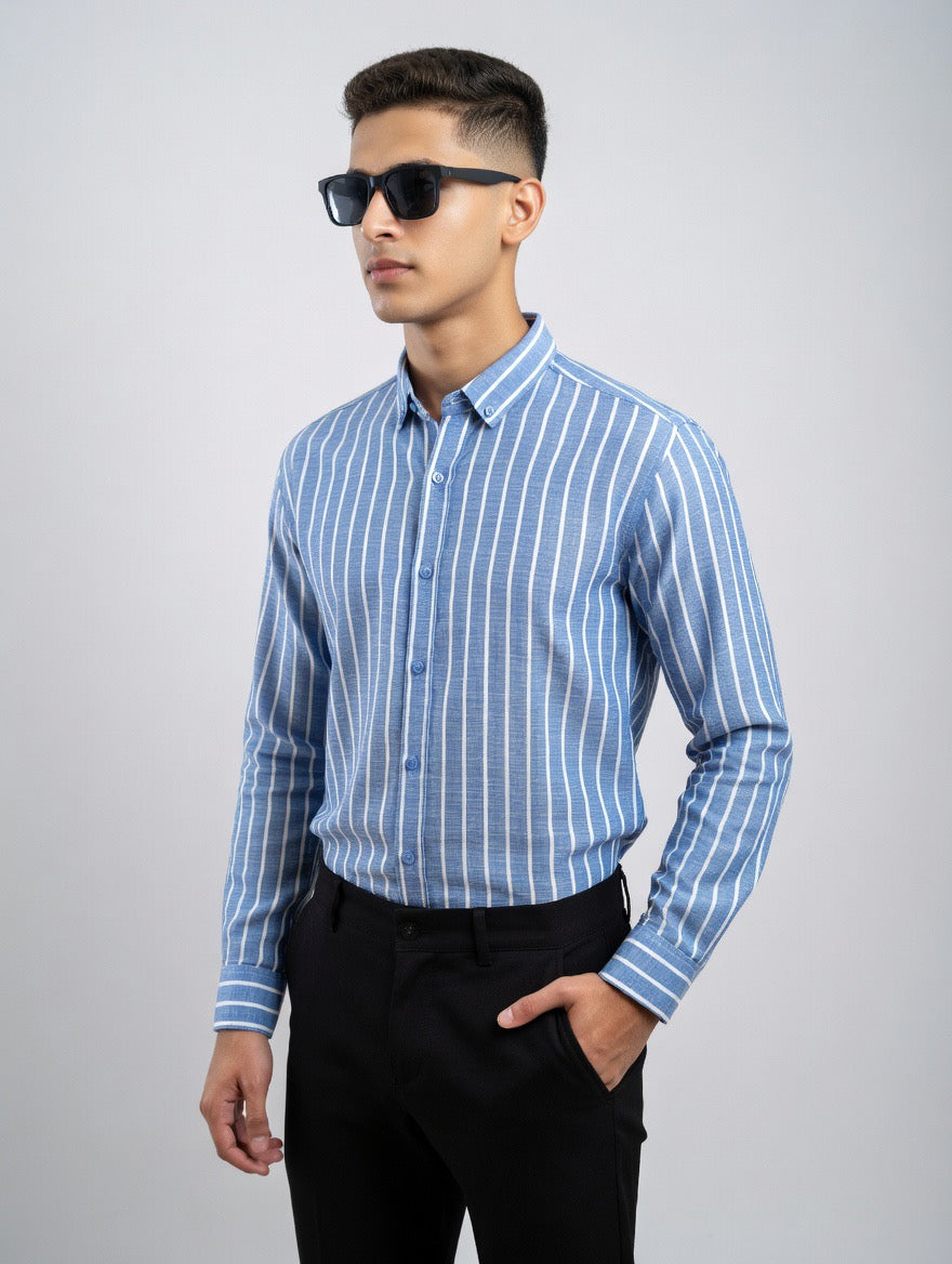 Striped Linen Button-Down Shirt
