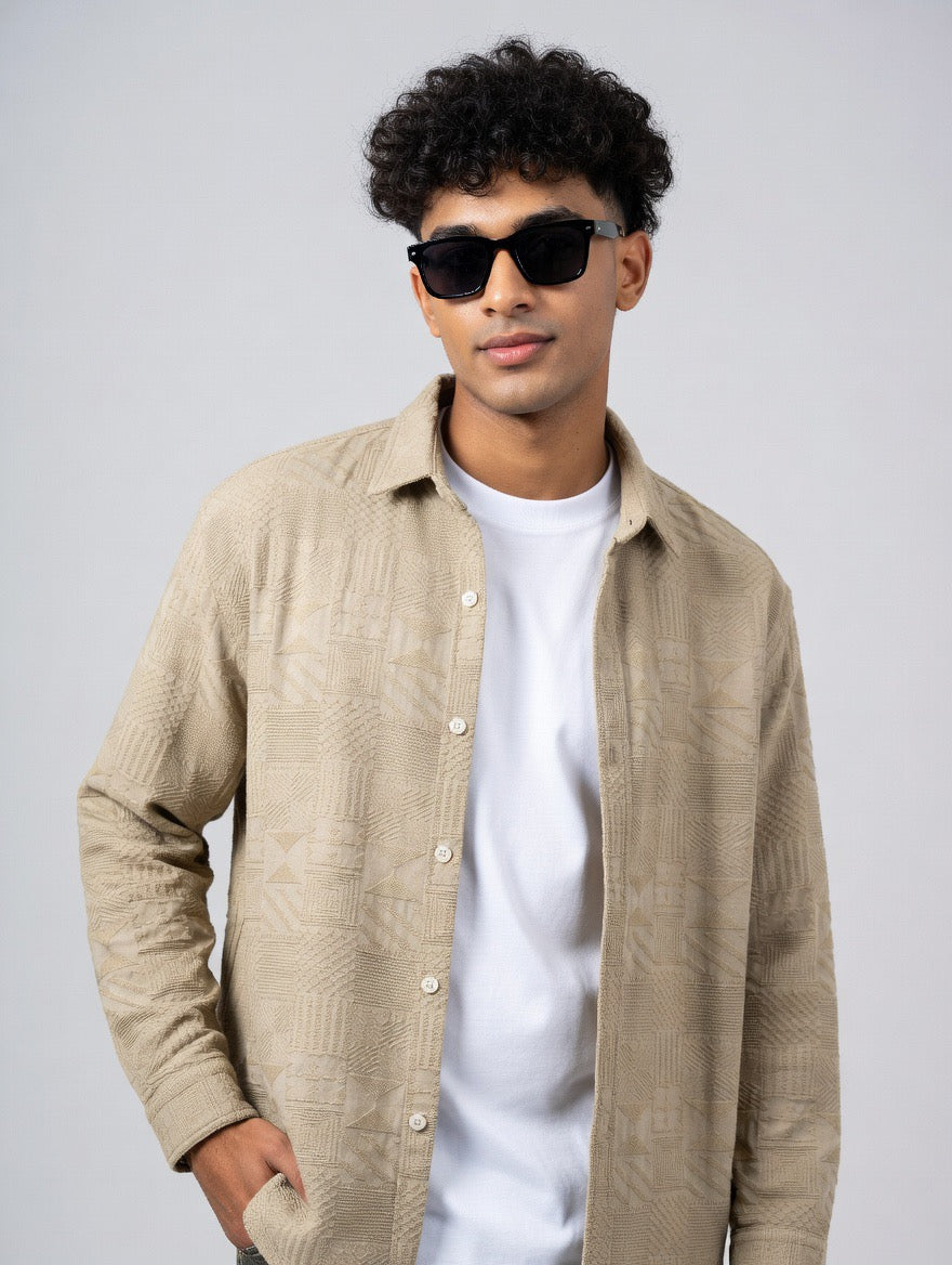 Aztec embroidered cotton shirt