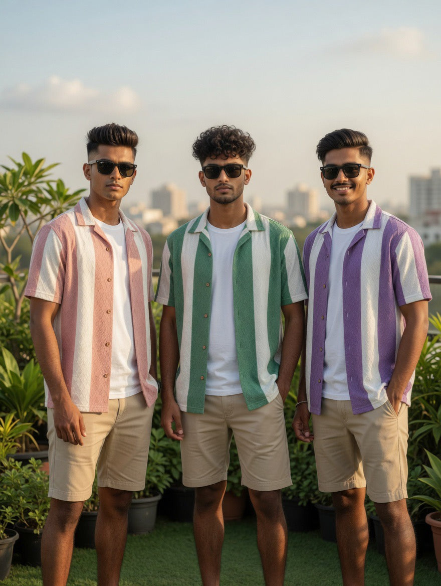 Striped Textured Cuban Shirt