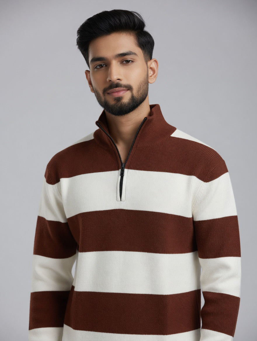 Striped Quarter-Zip Sweater