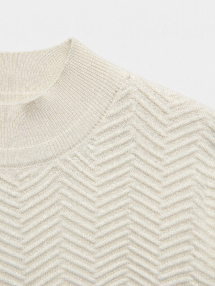 Herringbone Knit T Shirt (Slightly Higher Collar)