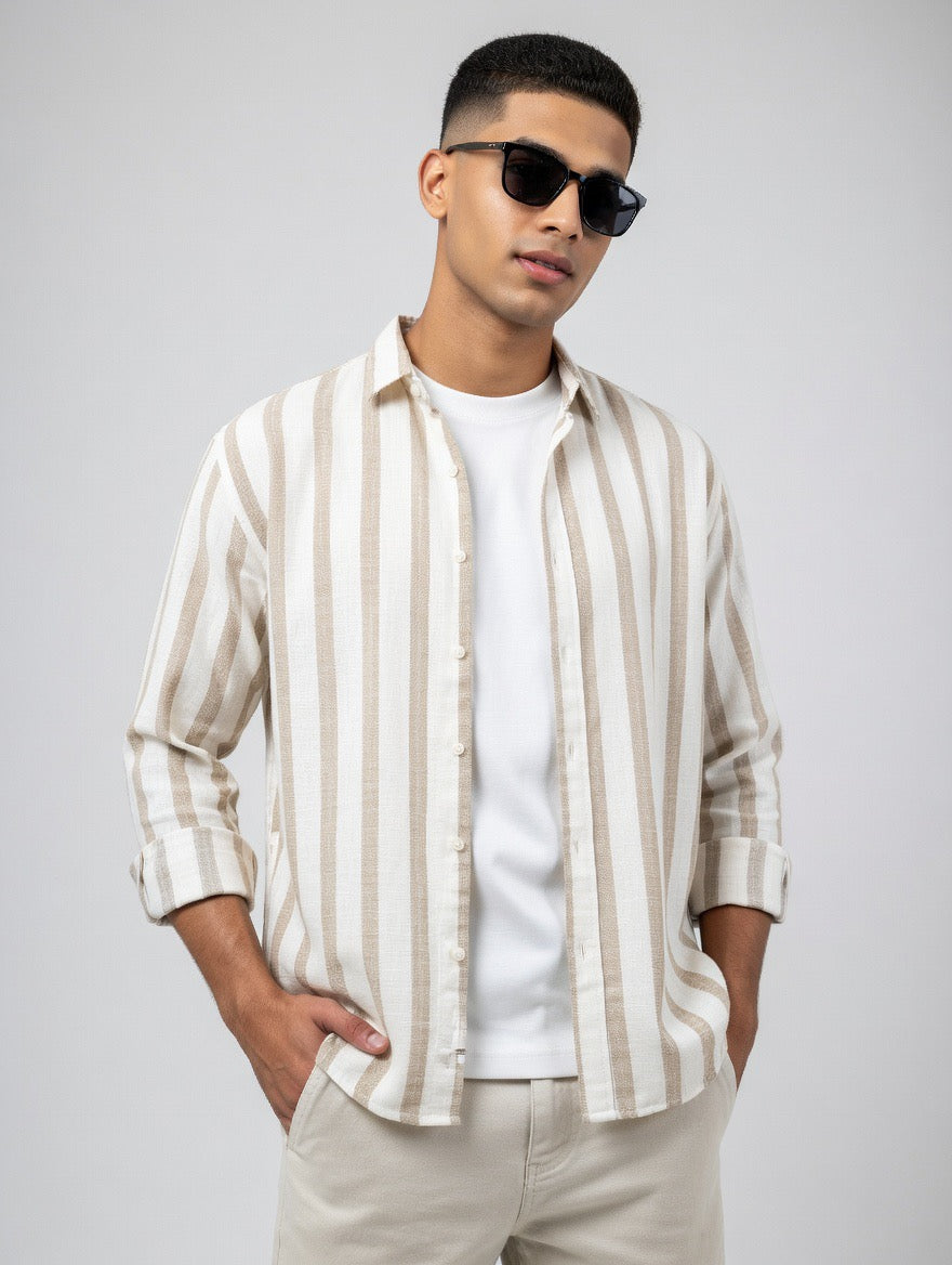 Striped Linen Button-Down Shirt