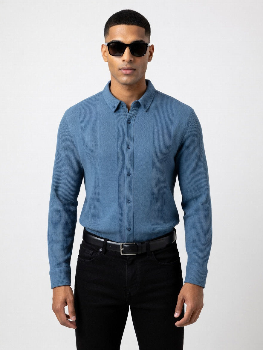 Waffle Knit Long Sleeve Shirt
