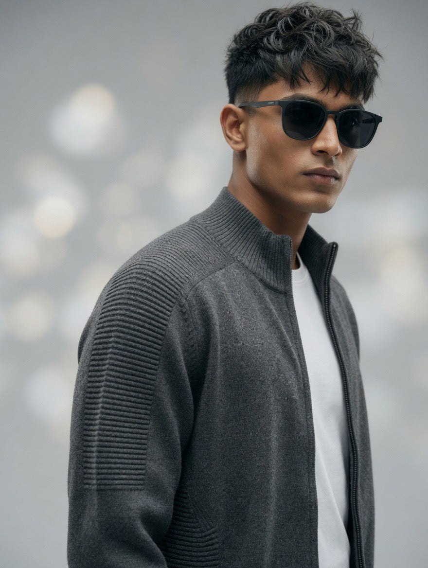 Premium Zip-Up Ribbed Sweater