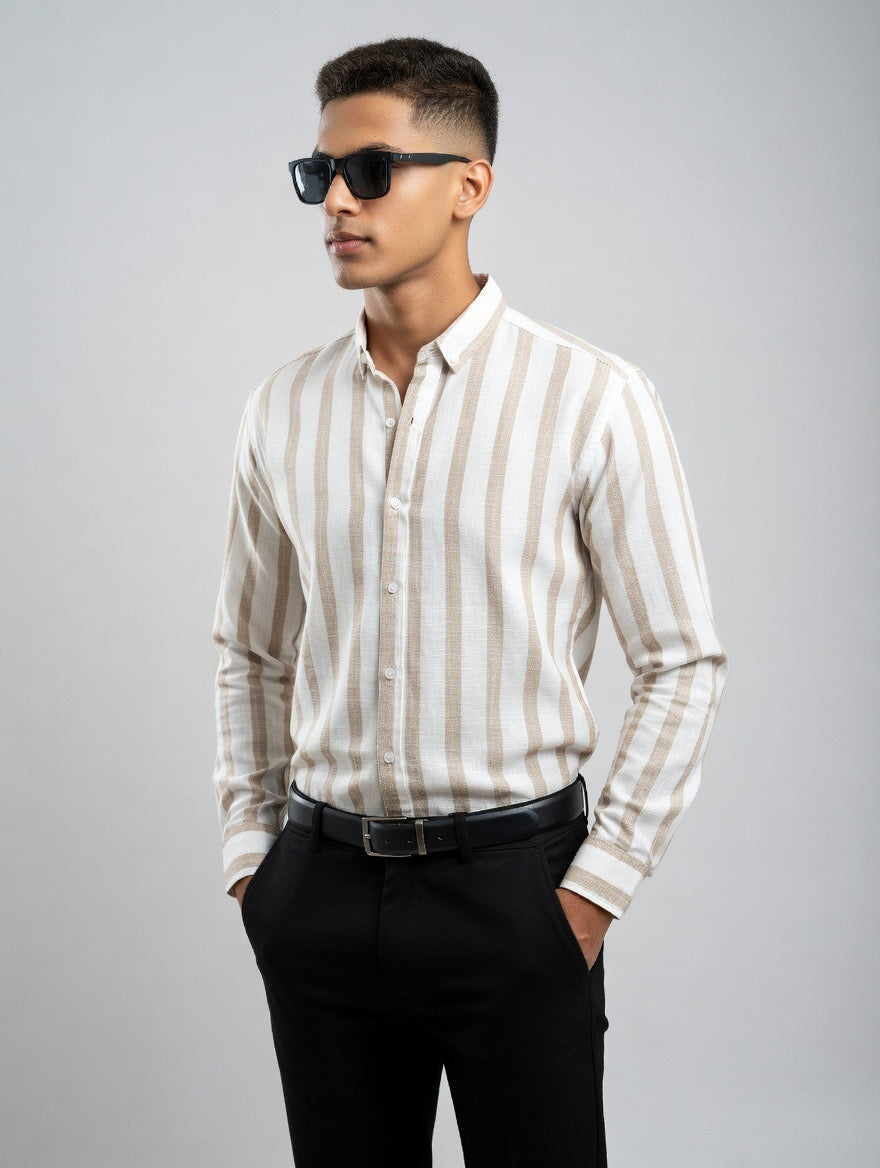 Striped Linen Button-Down Shirt