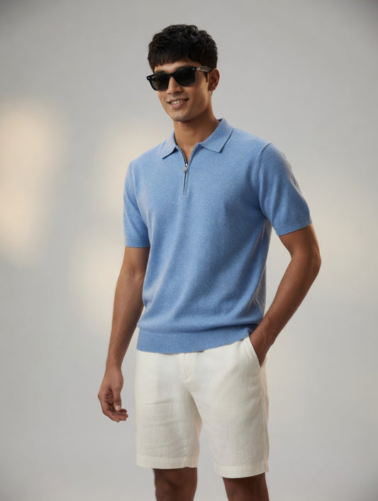 Premium Knit Zip Polo Shirt