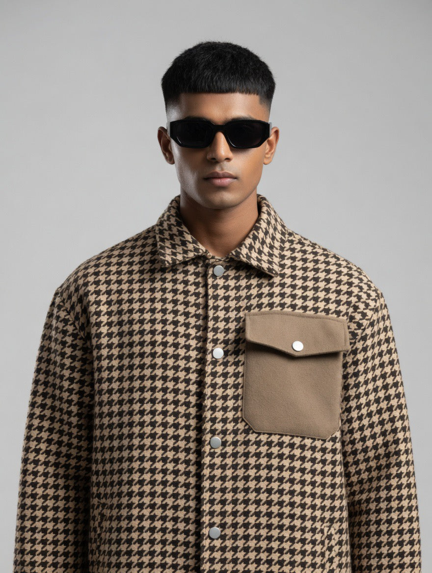 Oversized Houndstooth Shacket