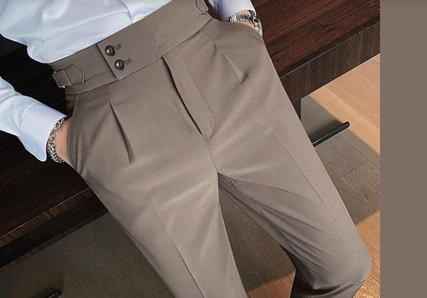Korean double button fitted trousers