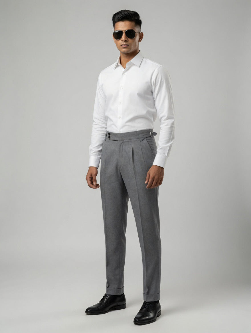 Korean double button fitted trousers