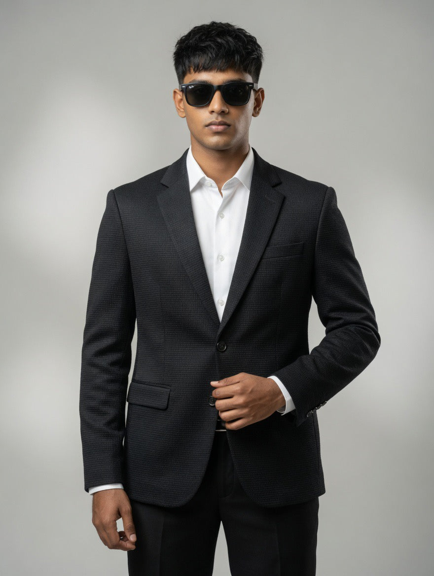 Textured Waffle Blazer