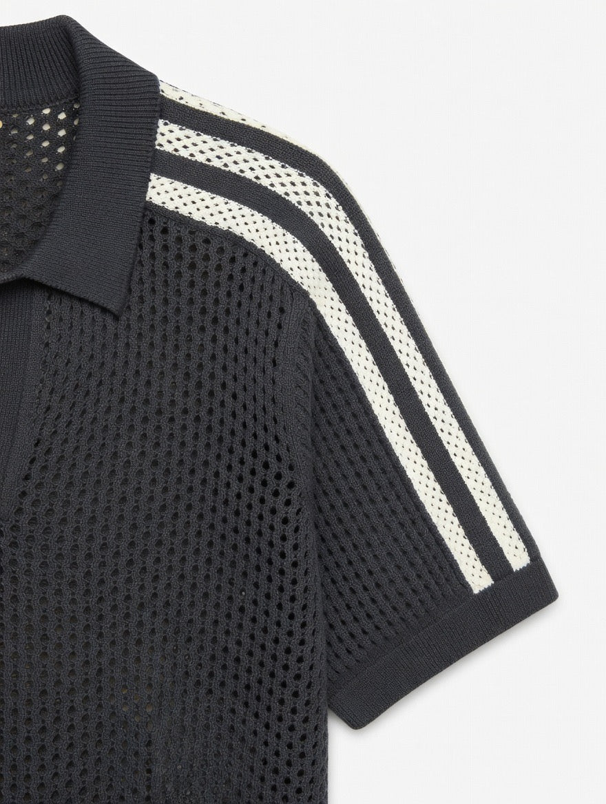 Mesh Knitted Oversized Polo