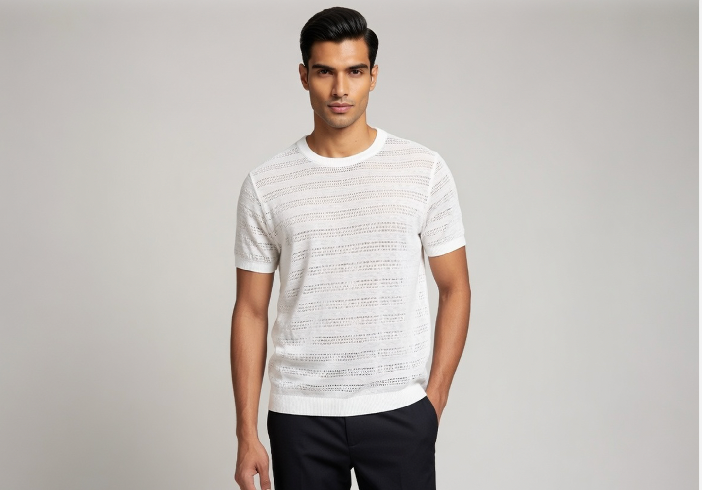 Open-Knit Mesh T-Shirt