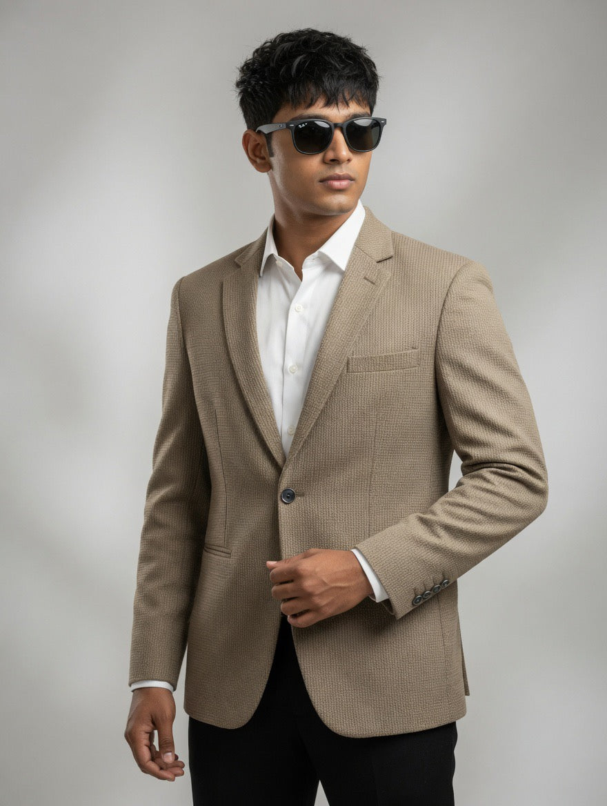 Textured Waffle Blazer