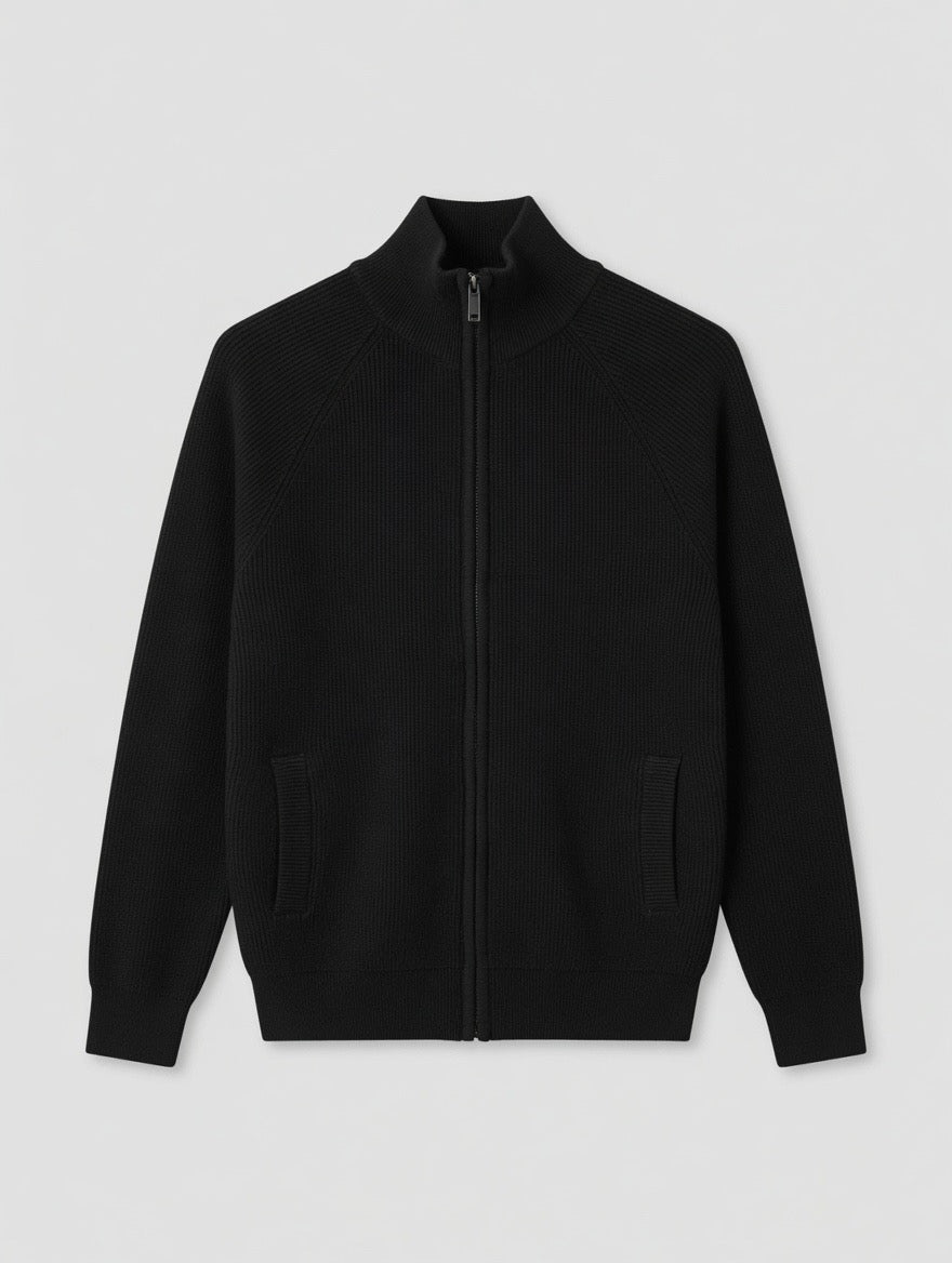 Zip-Up Mock Neck Sweater