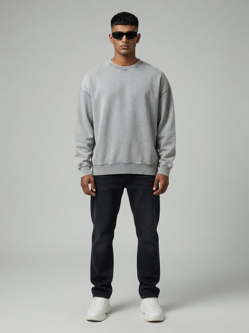 Oversized Washed Crewneck Sweatshirt