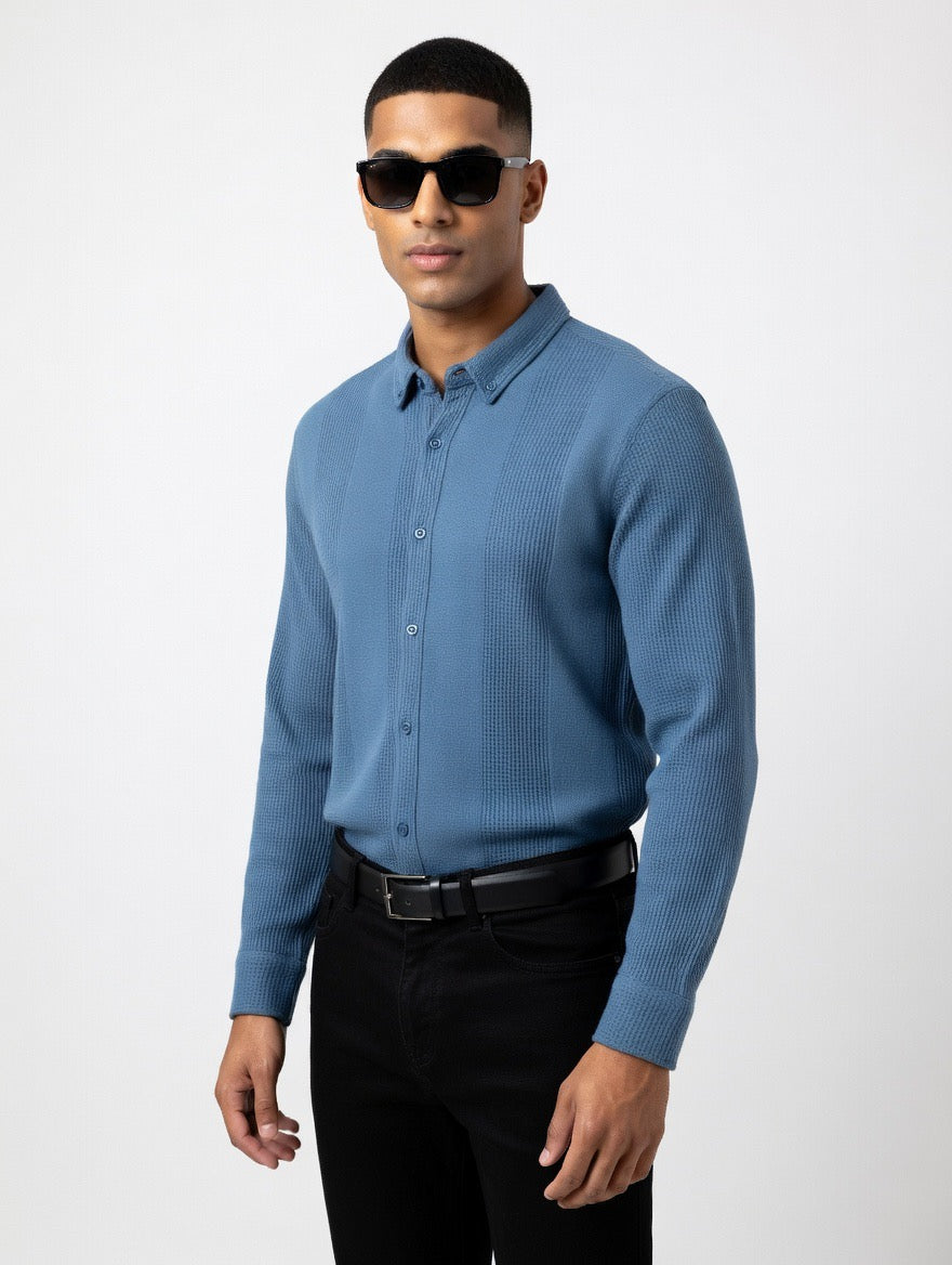 Waffle Knit Long Sleeve Shirt