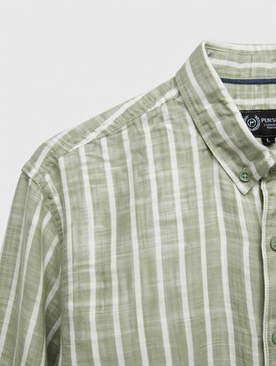 Striped Linen Button-Down Shirt