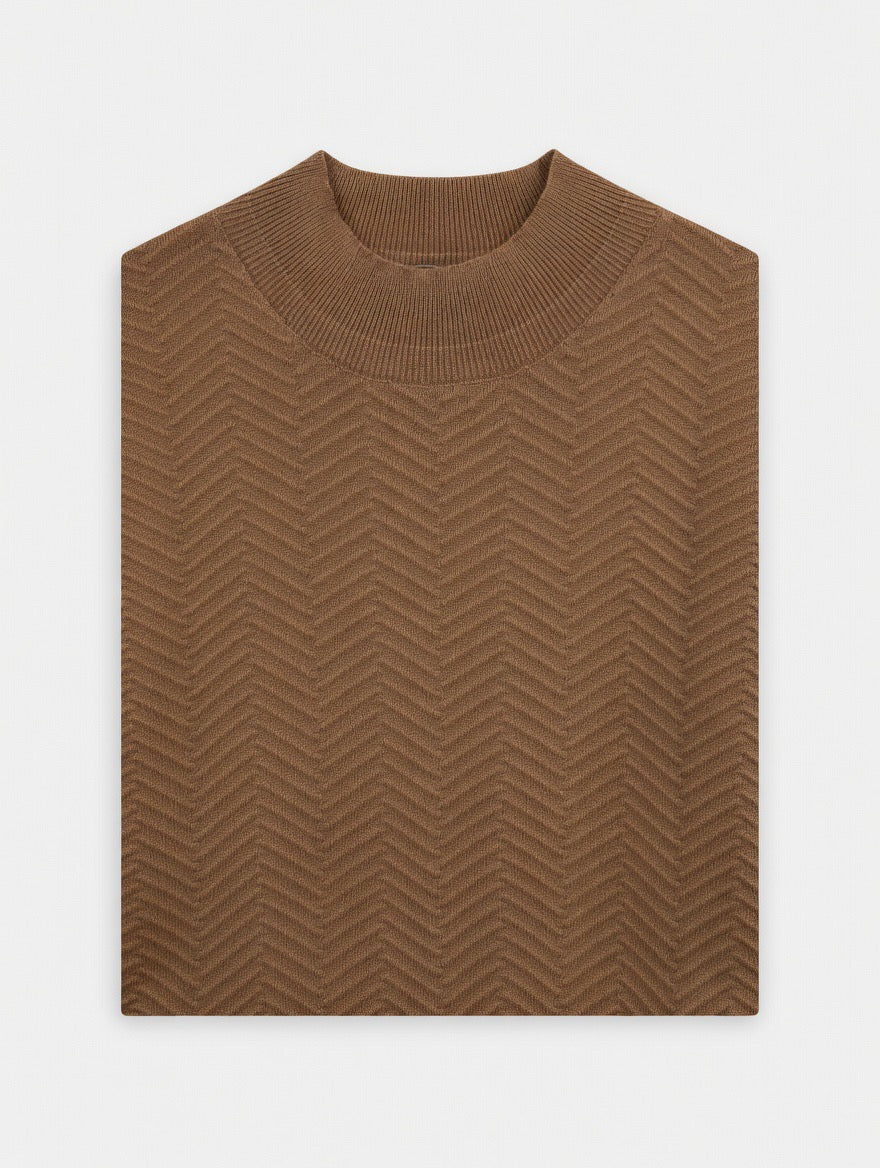 Herringbone Knit T Shirt (Slightly Higher Collar)