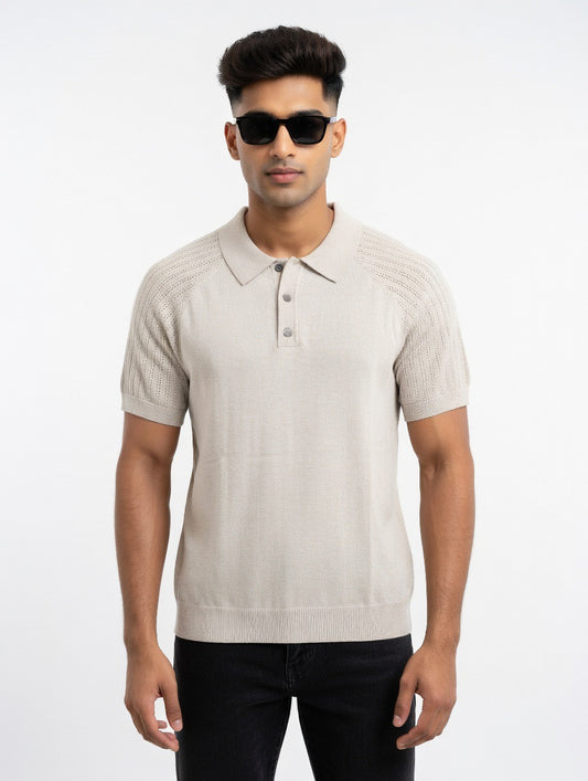 Knit Polo Shirt | Premium Textured Short Sleeve Polo