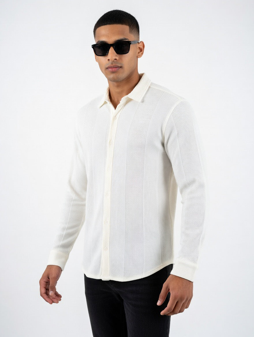 Waffle Knit Long Sleeve Shirt