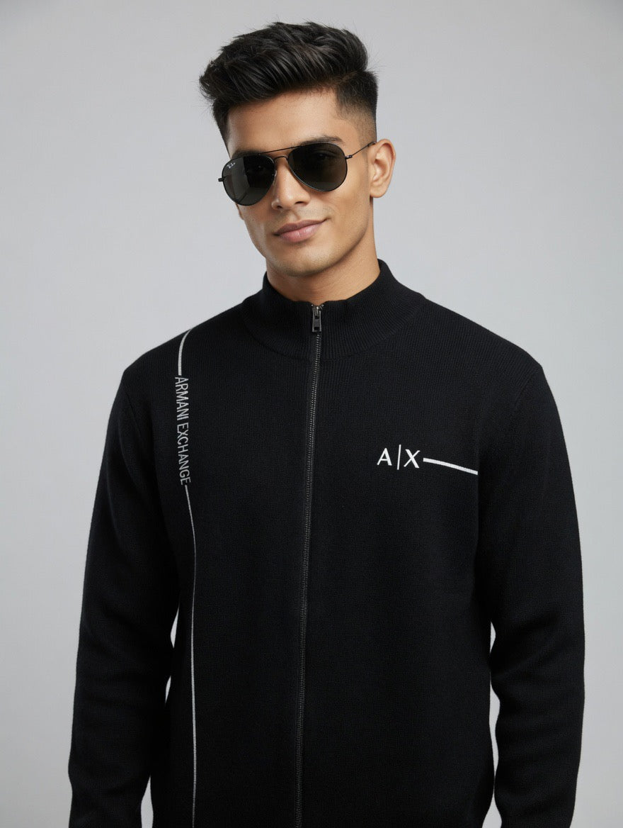 Armani Exchange Zip-Up Mock Neck Sweater