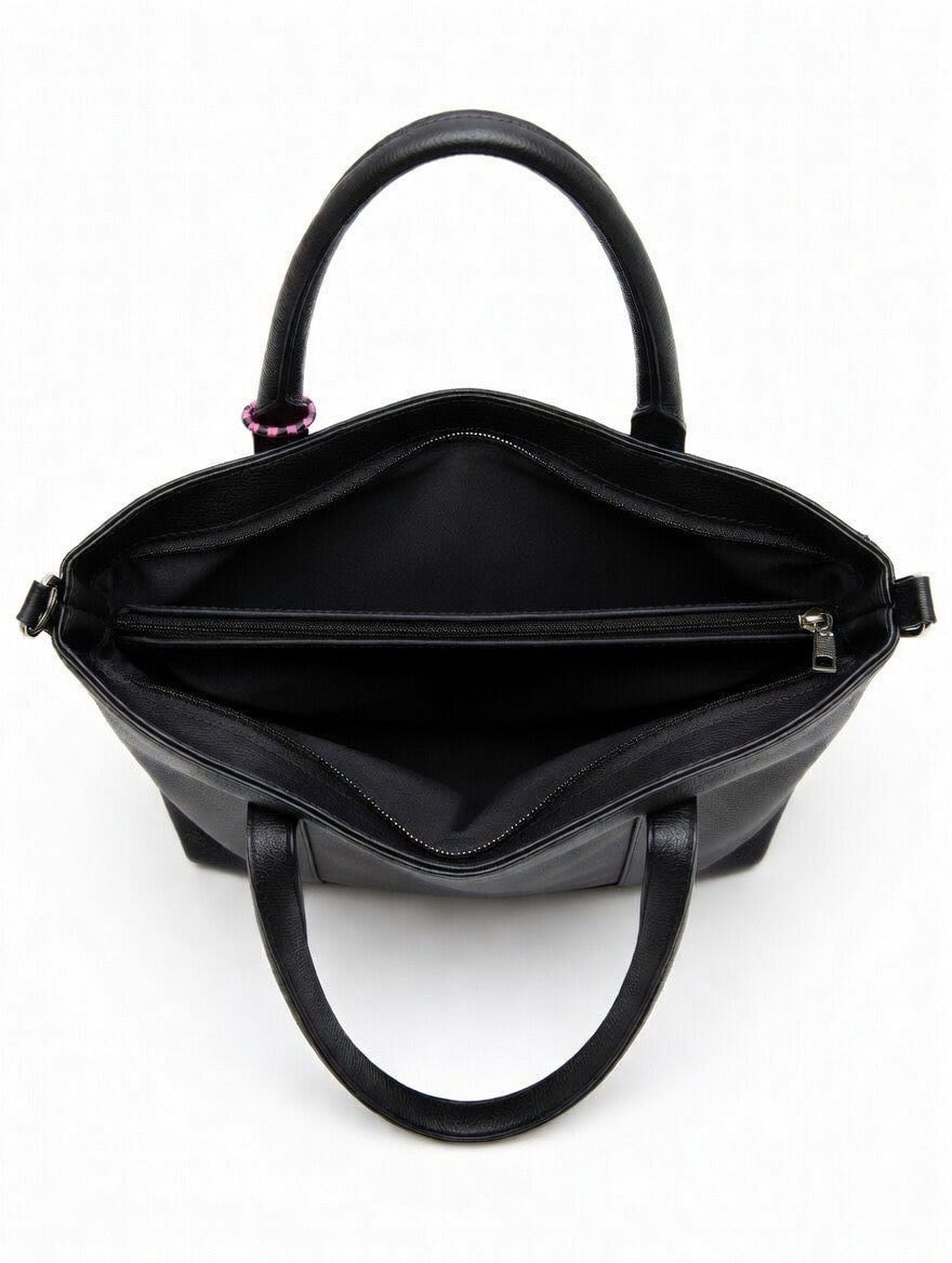 Black Faux Leather Tote Bag