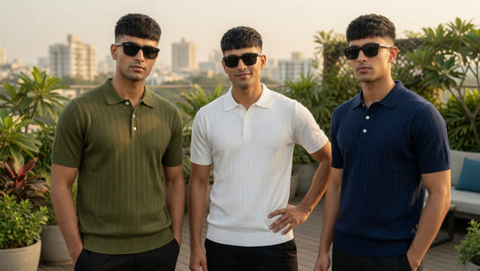 Ribbed Polo with Pleated Shoulders