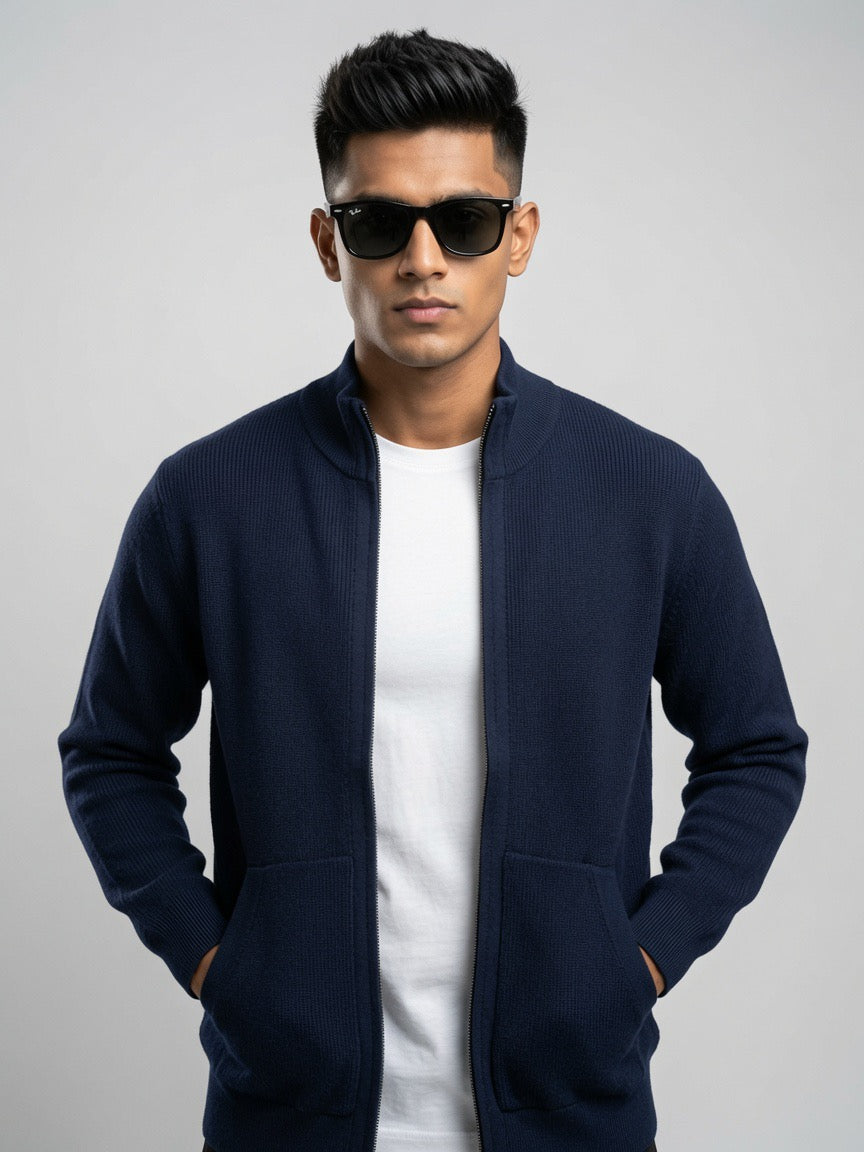 Premium Ribbed Zip-Up Sweater