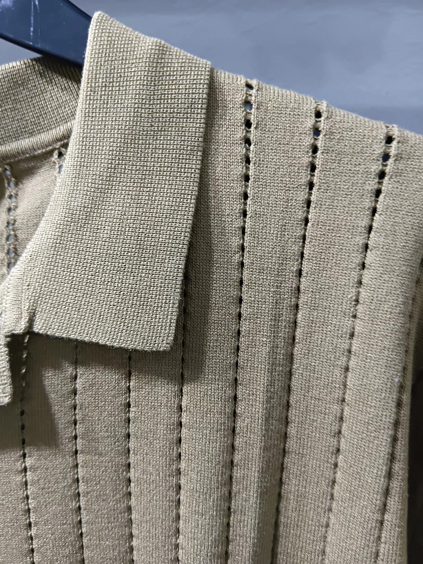Short-Sleeve Ribbed Button-Up Shirt