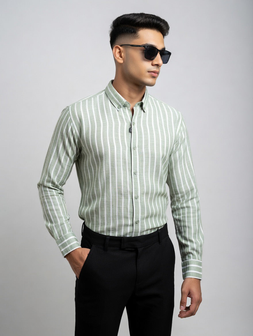 Striped Linen Button-Down Shirt