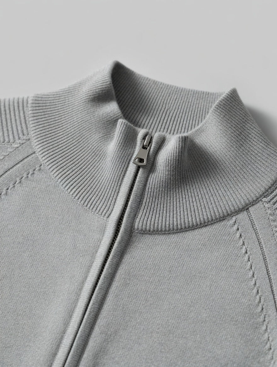 Premium Zip-Up Ribbed Sweater