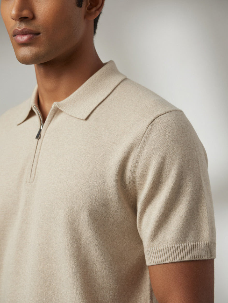 Premium Knit Zip Polo Shirt