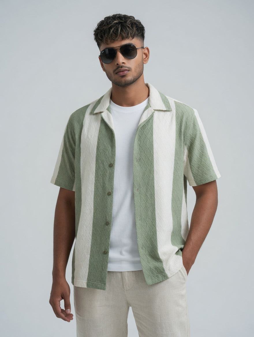 Striped Textured Cuban Shirt
