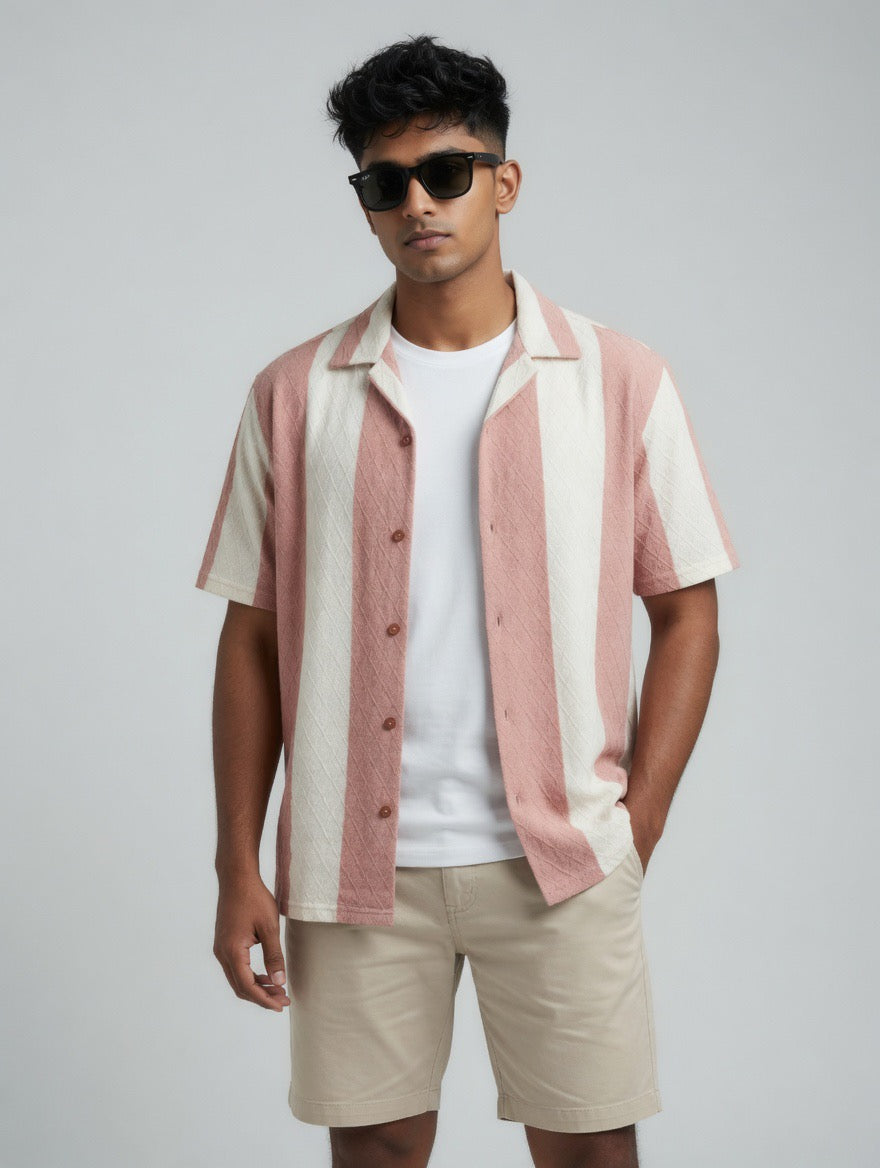 Striped Textured Cuban Shirt