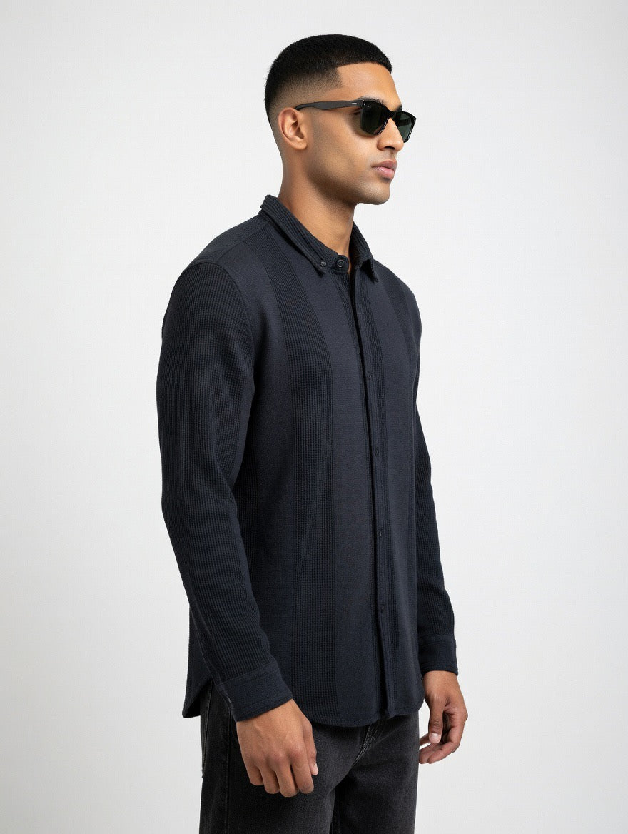 Waffle Knit Long Sleeve Shirt