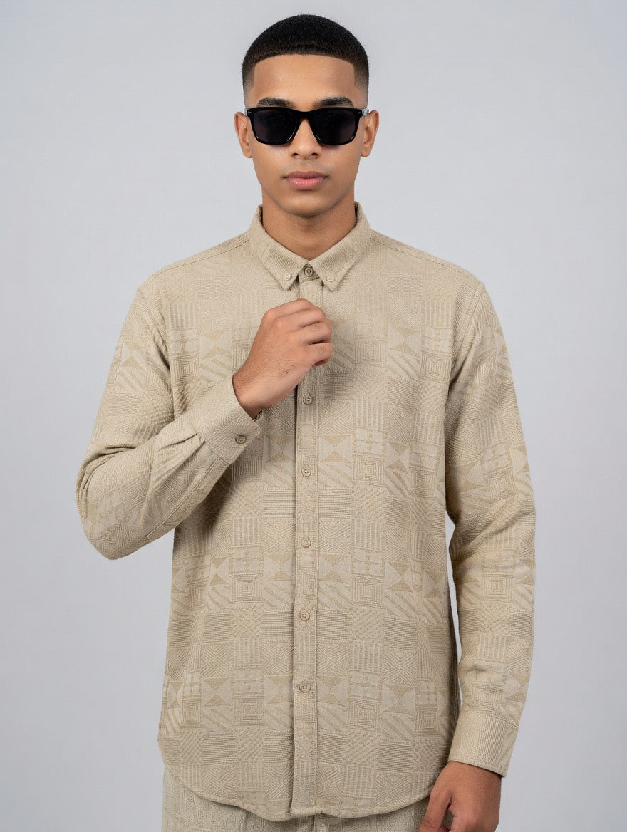 Aztec embroidered cotton shirt